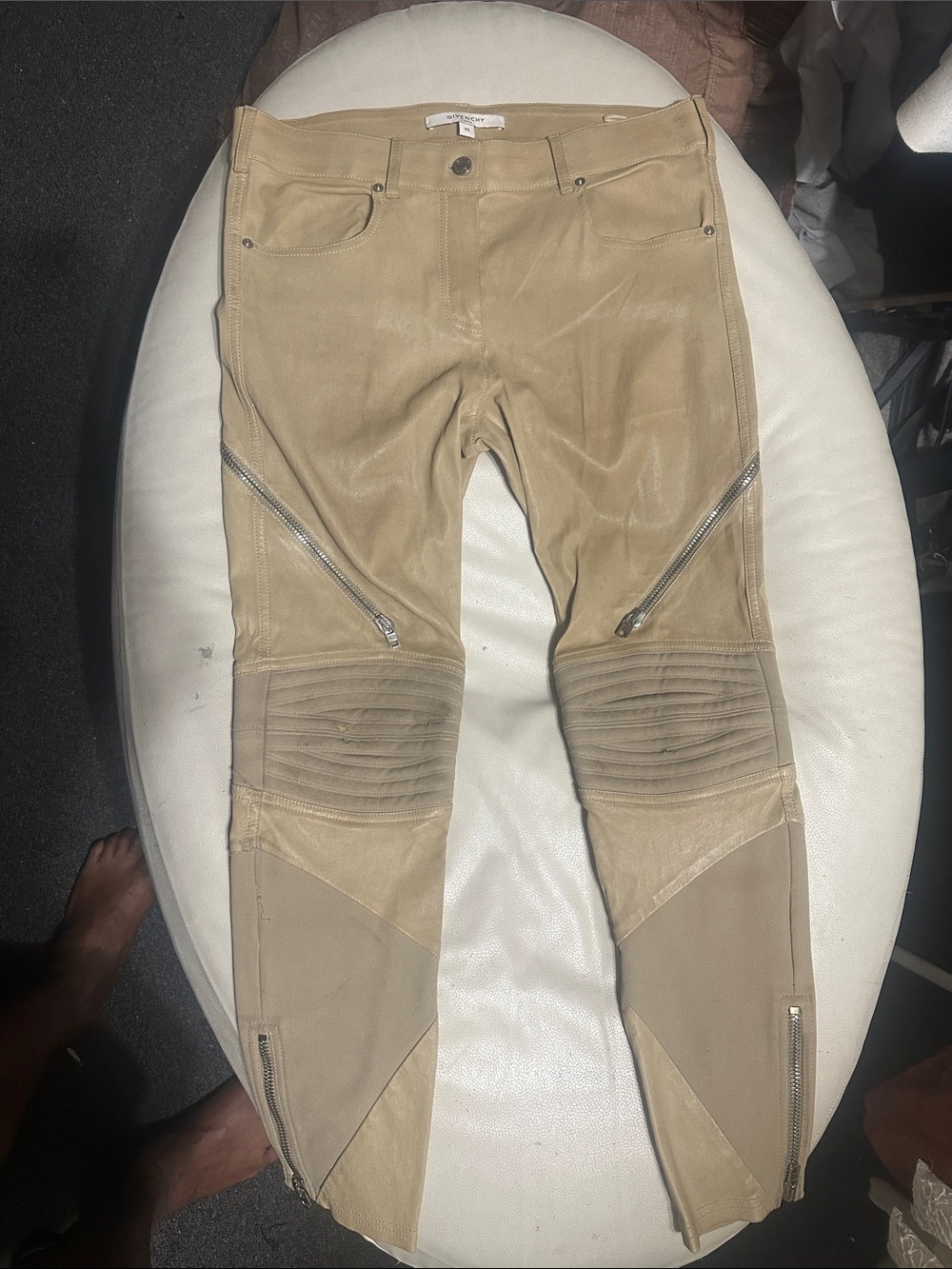 Woman’s Givenchy leather and spandex biker pants. EUR42/US8-10/medium to large